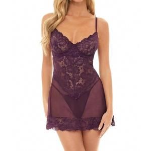 NEW OH LA LA CHERI page underwire all lace babydoll in potent purple